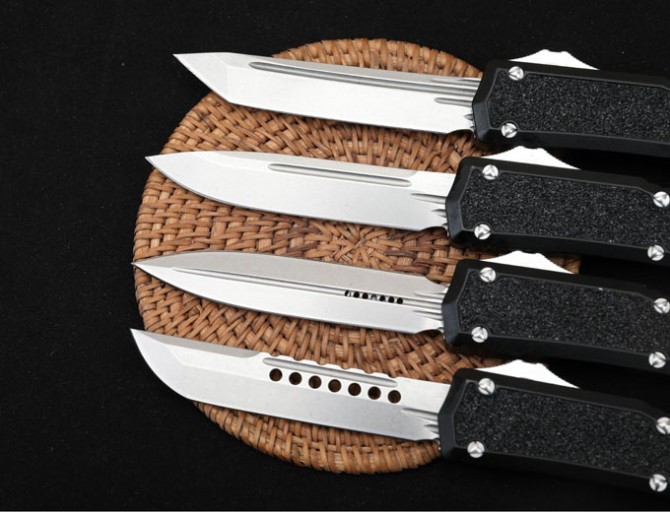 Microtech Navy ANT OTF AUTO Knife 3.34" D2 Plain Blade, Aviation Aluminum Handles