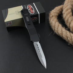 Microtech Combat Troodon AUTO OTF Knife 3.77" Damascus Plain Blade, Aluminum Alloy Handles-A11