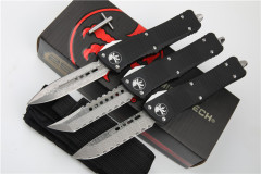 Microtech Hellhound AUTO OTF Knife 3.14" Damascus Plain Blade, Aviation Aluminum Handles