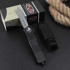 Microtech Combat Troodon AUTO OTF Knife 3.77" Damascus Plain Blade, Aluminum Alloy Handles-A11