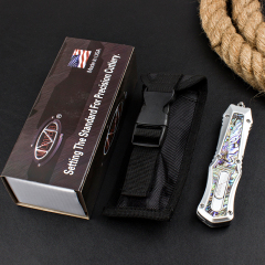 Microtech Abalone AUTO OTF Knife 3.74" 440C Plain Blade, Zinc Alloy Handles