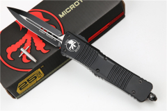 Microtech Troodon AUTO OTF Knife 3.74" M390 Satin Double Edge Dagger Blade, Aviation Aluminum Handles