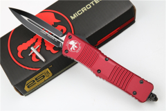 Microtech Troodon AUTO OTF Knife 3.74" M390 Satin Double Edge Dagger Blade, Aviation Aluminum Handles