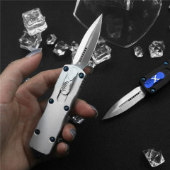 Microtech Mini Dirac AUTO OTF Knife 2.16" D2 Double Edge Dagger Blade, Aviation Aluminum Handles
