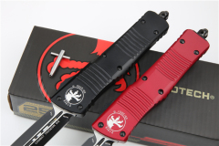 Microtech Troodon AUTO OTF Knife 3.74" M390 Satin Double Edge Dagger Blade, Aviation Aluminum Handles