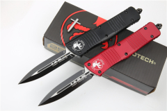 Microtech Troodon AUTO OTF Knife 3.74" M390 Satin Double Edge Dagger Blade, Aviation Aluminum Handles