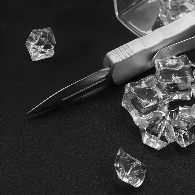 Microtech Mini Dirac AUTO OTF Knife 2.16" D2 Double Edge Dagger Blade, Aviation Aluminum Handles