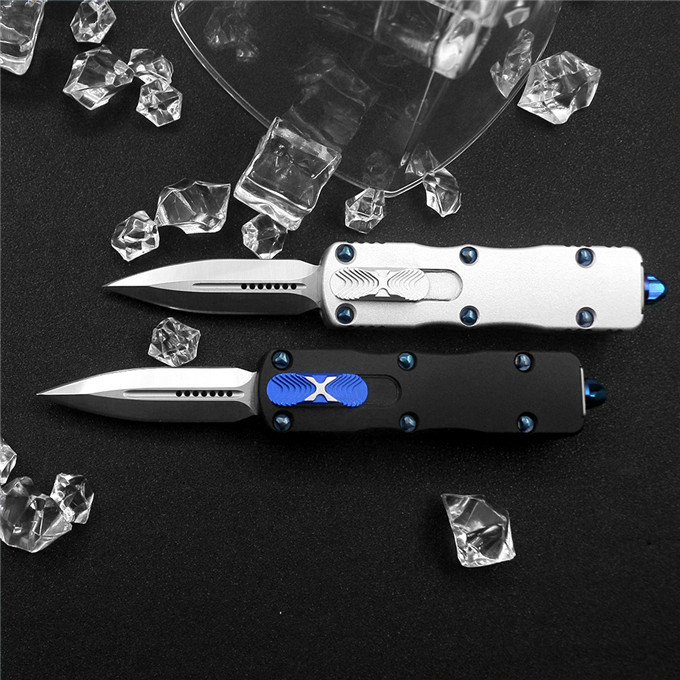 Microtech Mini Dirac AUTO OTF Knife 2.16" D2 Double Edge Dagger Blade, Aviation Aluminum Handles