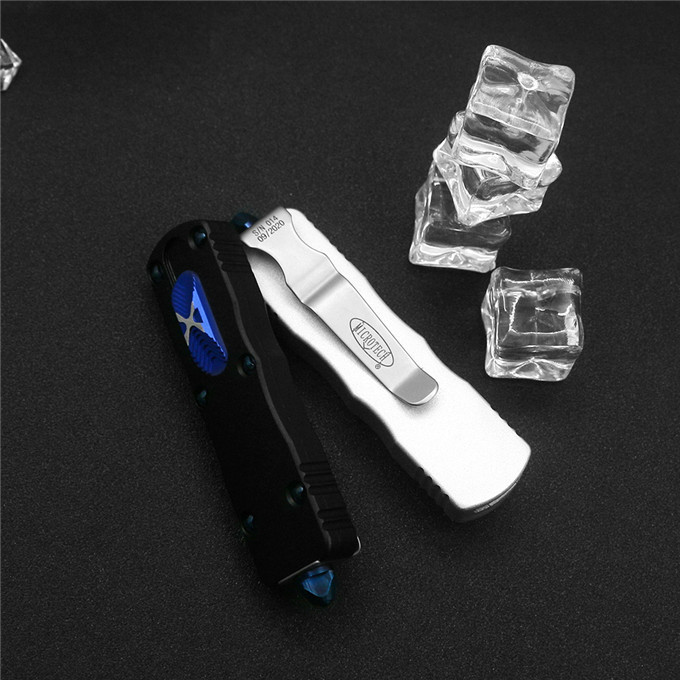 Microtech Mini Dirac AUTO OTF Knife 2.16" D2 Double Edge Dagger Blade, Aviation Aluminum Handles