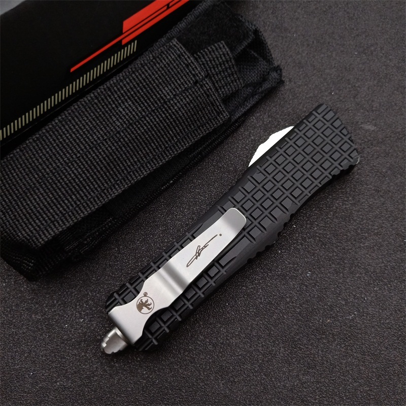 Microtech Navy Sea Dragon OTF AUTO Knife 3.14" D2 Plain Blade, Aluminum Alloy Handles