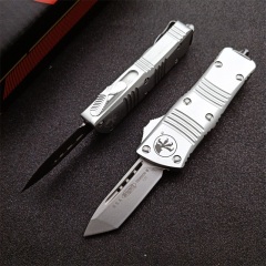 Microtech Mini Troodon AUTO OTF Knife 1.88" D2 Double Edge Blade, Aviation Aluminum Handles
