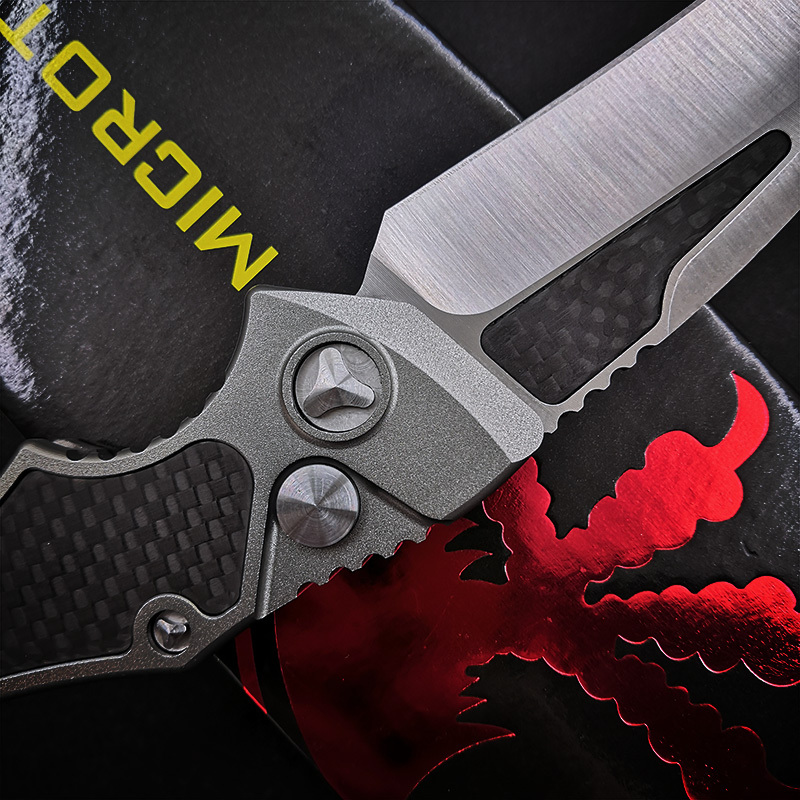 Microtech Hawk Karambit AUTO Folding Knife 3.74" D2 Plain Blade, Aviation Aluminum Handles