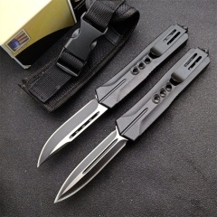 Microtech Eight Holes OTF AUTO Knife 3.74" 440 Plain Blade, Zinc Aluminum Alloy Handles