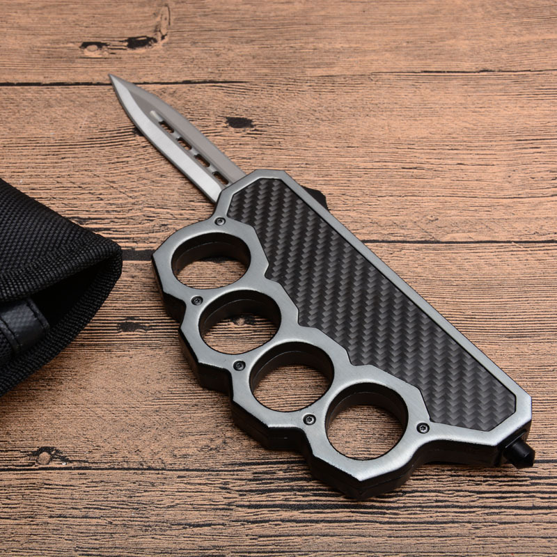 Microtech Boxing Knuckles OTF AUTO Knife 3.74" D2 Plain Blade, Aluminum Alloy Handles