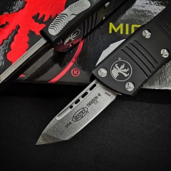 Microtech Mini Troodon AUTO OTF Knife 1.96" D2 Double Edge Blade, Aviation Aluminum(T6 Handles