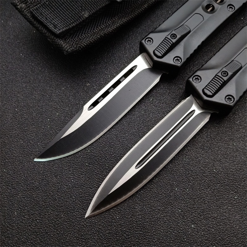 Microtech Eight Holes OTF AUTO Knife 3.74" 440 Plain Blade, Zinc Aluminum Alloy Handles