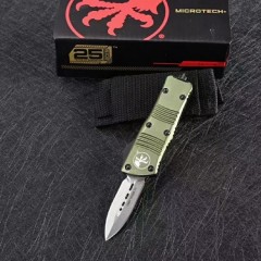 Microtech Mini Troodon AUTO OTF Knife 1.96" D2 Double Edge Blade, Aviation Aluminum(T6 Handles