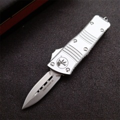 Microtech Mini Troodon AUTO OTF Knife 1.88" D2 Double Edge Blade, Aviation Aluminum Handles