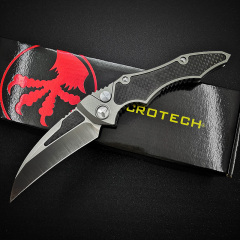 Microtech Hawk Karambit AUTO Folding Knife 3.74" D2 Plain Blade, Aviation Aluminum Handles