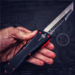 Microtech UT-Star War OTF AUTO Knife 3.77" D2 Plain Blade, Aviation Aluminum Handles