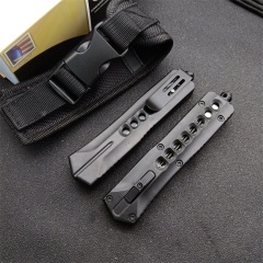 Microtech Eight Holes OTF AUTO Knife 3.74" 440 Plain Blade, Zinc Aluminum Alloy Handles