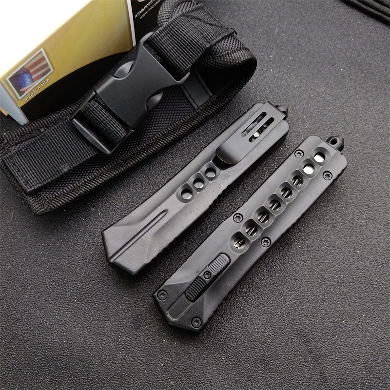 Microtech Eight Holes OTF AUTO Knife 3.74" 440 Plain Blade, Zinc Aluminum Alloy Handles