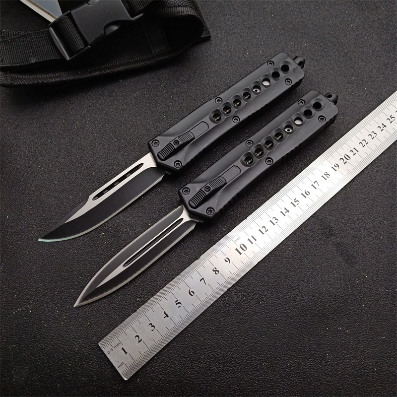 Microtech Eight Holes OTF AUTO Knife 3.74" 440 Plain Blade, Zinc Aluminum Alloy Handles