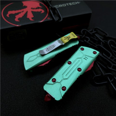 Microtech Mini Bounty Hunter AUTO OTF Knife 1.88" D2 Double Edge Blade, Aviation Aluminum Handles