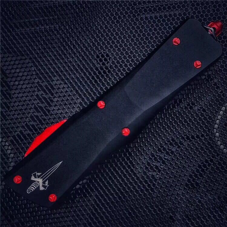 Microtech UT-Star War OTF AUTO Knife 3.77" D2 Plain Blade, Aviation Aluminum Handles