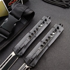 Microtech Eight Holes OTF AUTO Knife 3.74" 440 Plain Blade, Zinc Aluminum Alloy Handles