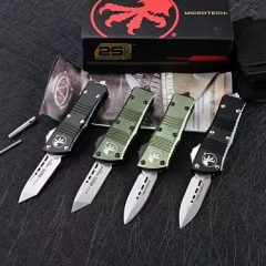 Microtech Mini Troodon AUTO OTF Knife 1.96" D2 Double Edge Blade, Aviation Aluminum(T6 Handles