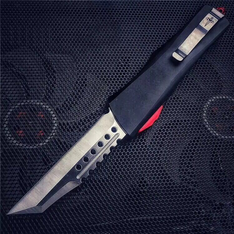 Microtech UT-Star War OTF AUTO Knife 3.77" D2 Plain Blade, Aviation Aluminum Handles