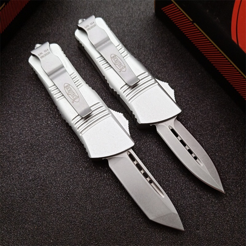 Microtech Mini Troodon AUTO OTF Knife 1.88" D2 Double Edge Blade, Aviation Aluminum Handles