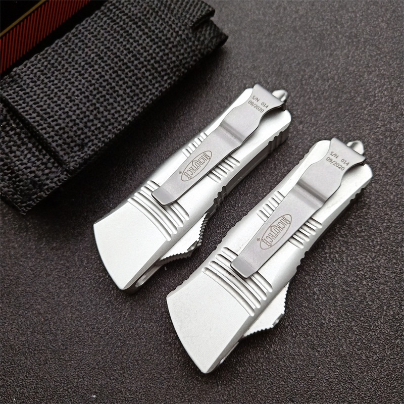 Microtech Mini Troodon AUTO OTF Knife 1.88" D2 Double Edge Blade, Aviation Aluminum Handles