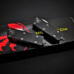 Microtech Mini Troodon AUTO OTF Knife 1.96" D2 Double Edge Blade, Aviation Aluminum(T6 Handles