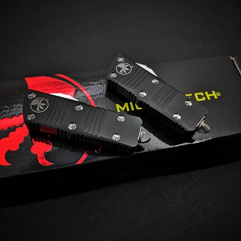 Microtech Mini Troodon AUTO OTF Knife 1.96" D2 Double Edge Blade, Aviation Aluminum(T6 Handles