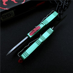 Microtech Mini Bounty Hunter AUTO OTF Knife 1.88" D2 Double Edge Blade, Aviation Aluminum Handles