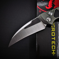 Microtech Hawk Karambit AUTO Folding Knife 3.74" D2 Plain Blade, Aviation Aluminum Handles