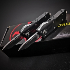 Microtech Mini Troodon AUTO OTF Knife 1.96" D2 Double Edge Blade, Aviation Aluminum(T6 Handles