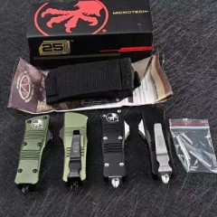 Microtech Mini Troodon AUTO OTF Knife 1.96" D2 Double Edge Blade, Aviation Aluminum(T6 Handles