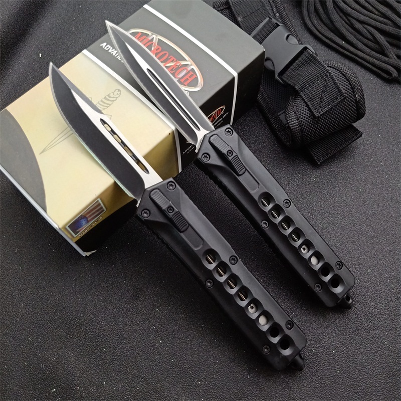 Microtech Eight Holes OTF AUTO Knife 3.74" 440 Plain Blade, Zinc Aluminum Alloy Handles