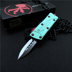 Microtech Mini Bounty Hunter AUTO OTF Knife 1.88" D2 Double Edge Blade, Aviation Aluminum Handles