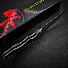 Microtech Hawk Karambit AUTO Folding Knife 3.74" D2 Plain Blade, Aviation Aluminum Handles