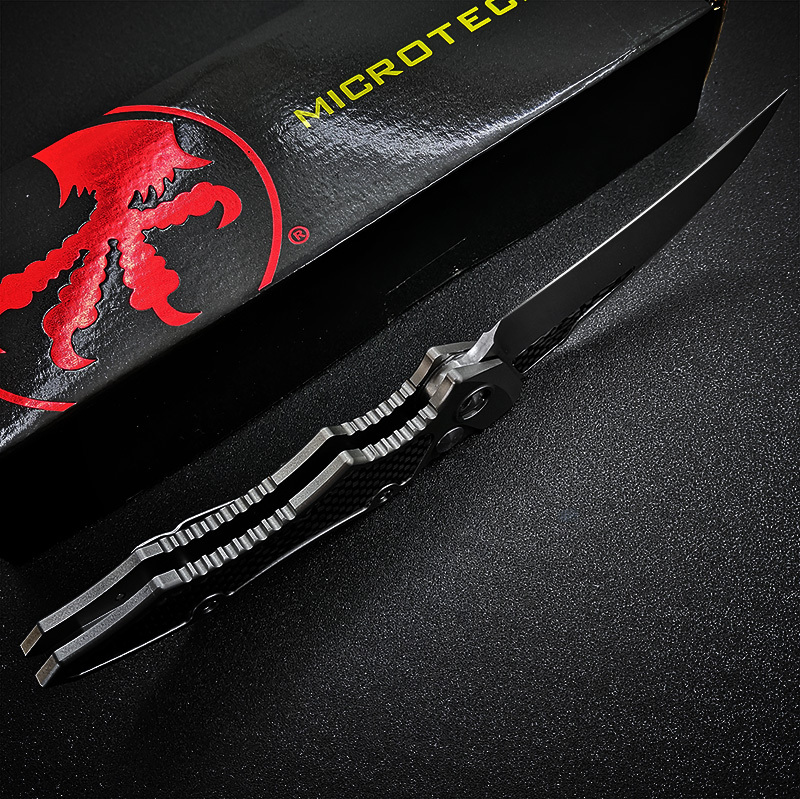 Microtech Hawk Karambit AUTO Folding Knife 3.74" D2 Plain Blade, Aviation Aluminum Handles