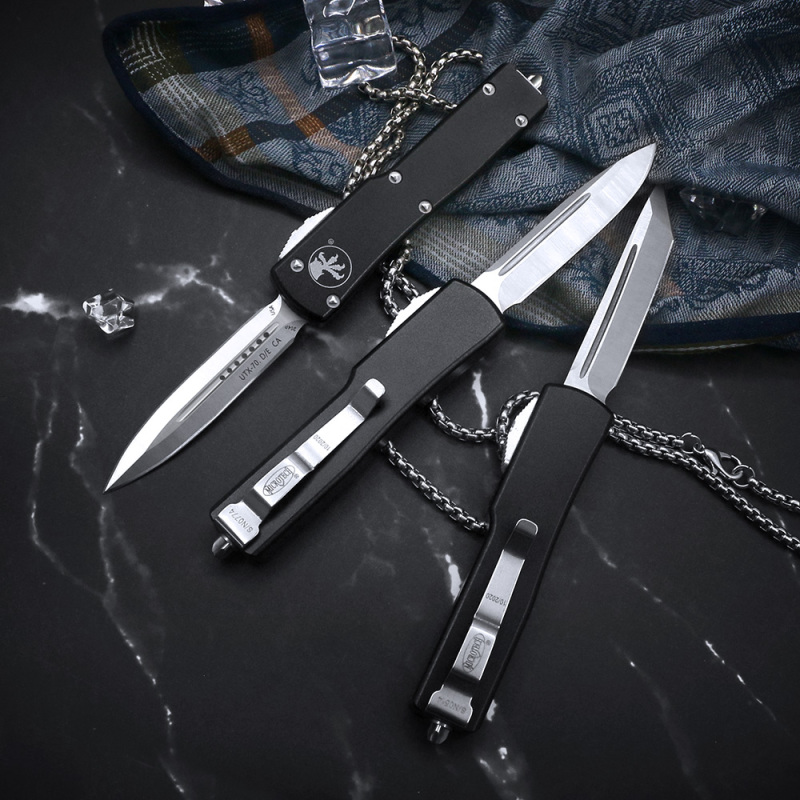 Microtech Mini UTX-70 AUTO OTF Knife 2.40" D2 Plain Blade, Aviation Aluminum Handles