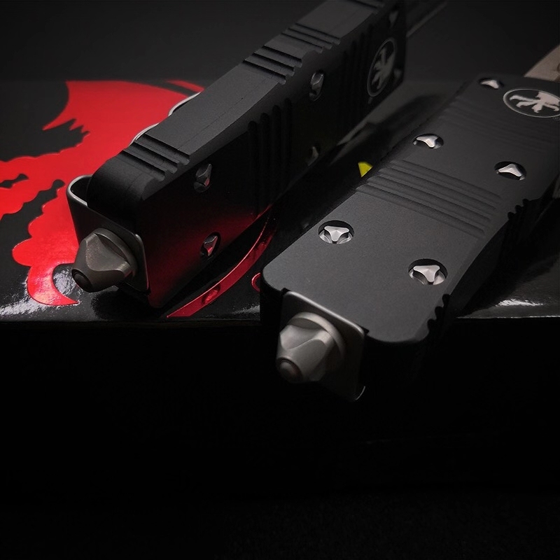 Microtech Mini Troodon AUTO OTF Knife 1.96" D2 Double Edge Blade, Aviation Aluminum(T6 Handles