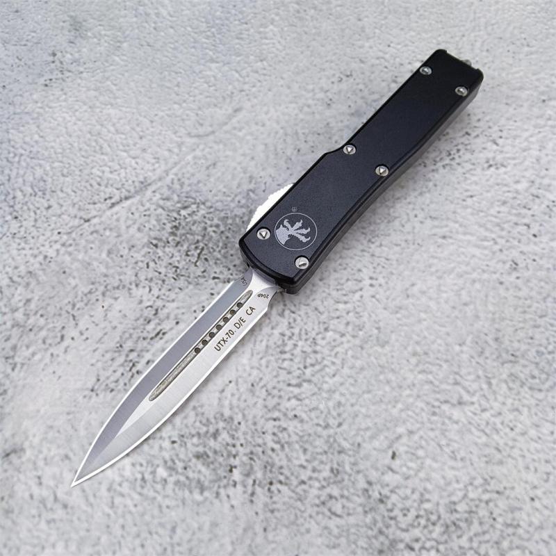 Microtech Mini UTX-70 AUTO OTF Knife 2.40" D2 Plain Blade, Aviation Aluminum Handles