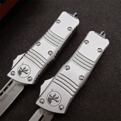 Microtech Mini Troodon AUTO OTF Knife 1.88" D2 Double Edge Blade, Aviation Aluminum Handles