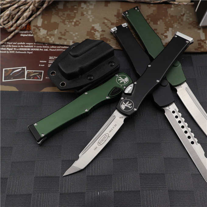 Microtech Customs 150-10 Halo VI OTF AUTO Knife 4.17" Elmax Blade, Aluminum Alloy Handles