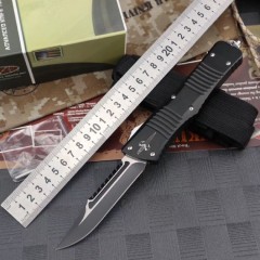 Microtech Combat Troodon Tactical AUTO OTF Knife 3.74" Black D2 Hellhound Blade, Aviation Aluminum Handles